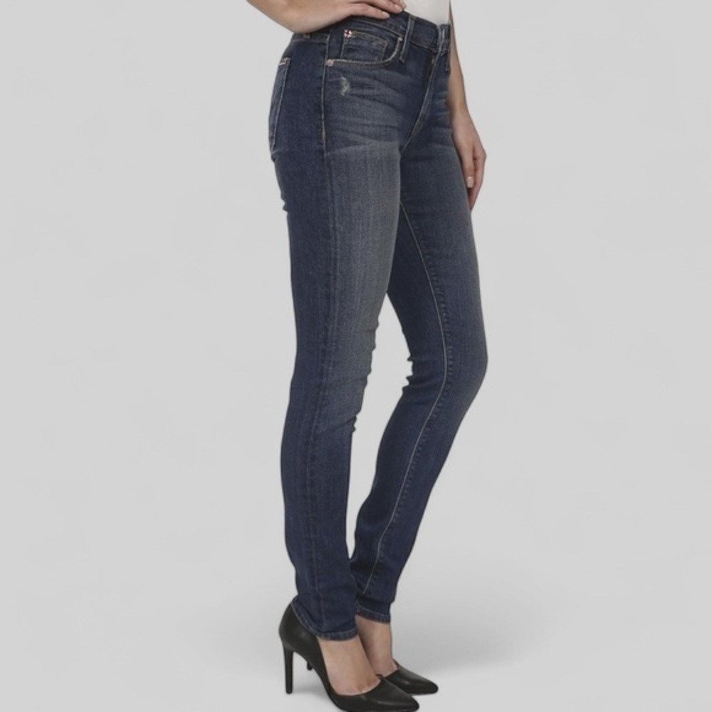 Hudson Nico Midrise Super Skinny Faded Black Stretch Jeans Size 33